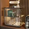 Estante de Almacenamiento de Tazas a Prueba de Polvo Lujo Ligero Alto Valor Apilable Transparente Sala de Estar Oficina Escritorio Gabinete Soporte para Tazas