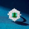 Novo design de joia de alta definição anel de diamante quadrado princesa anel de esmeralda natural imitação garra de águia incrustado tesouro colorido boca aberta anel feminino