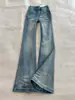 Calça Jeans Flare de Cor Clara com Bigodes para Mulheres, Versátil para o Verão, Adequada para Tamanhos Petite de 150cm, Design Emagrecedor com Corte Flare