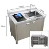 Gabinete de Aço Inoxidável 304 com Pia, Fogão Cooktop, Gabinete Plano, Bancada de Armazenamento, Gabinete de Pia Doméstica Integrado