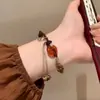 Nuevo Pulsera de Hoja de Loto y Loto Estilo Chino para Mujer, Pulsera de Diseño de Nicho Tejida a Mano Estilo Antiguo, Joyería de Mano de Alta Gama Retro al por Mayor