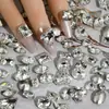 Diamante K9 Plano de Alta Qualidade para Manicure com Fundo Pontudo Brilhante Branco Forma Especial de Vidro Grande Diamante DIY Decoração Diamante Coração Nail Art Diamante