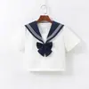 Uniforme JK básico estilo japonés, cuello azul marino, traje de marinero blanco, conjunto clásico, estilo preppy, falda plisada, venta al por mayor de fábrica