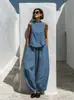 Amazon 2026 Conjunto de Dos Piezas de Verano Transfronterizo Europeo y Americano Nuevo Casual de Color Sólido con Cuello Redondo y Pantalones Largos para Mujer