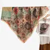 Bufanda cuadrada de terciopelo colorida de 90 cm con estampado floral para mujer para otoño e invierno, chal de playa para vacaciones de color contrastante por ambos lados, bufanda cálida