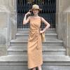 Vestido Ls Minimalista Elegante Ajustado para Mujer, Nuevo Estilo de Verano que Ceñe la Cintura Adelgazante Vestido Largo 60989