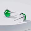 Tie Chen Design Pendientes de Calcedonia Verde Blanco Fluorescente Hielo Alto con Diamantes Aguja de Plata 925 Versátiles Elegantes Celebridad de Internet Mismo Estilo Pendientes