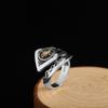 Joyería de Plata S925 de Personalidad Anillo Único para Hombre Estilo Hip-Hop Europeo y Americano Anillo Abierto Artístico Retro Tendencia Nacional