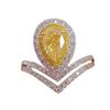 Joyería de oro Longlong 2024 nuevo plata S925 diamante de alto carbono diamante rosa 6*9 anillo de gota de agua femenino Europa y Estados Unidos ins diamante amarillo