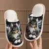 Suministro Exclusivo Transfronterizo de Pantuflas de Algodón con Estampado de Vaca de las Tierras Altas para Hombre, Pantuflas de Pareja para Otoño e Invierno, Pantuflas de Pod Transfronterizas Jit de una Pieza Dropshipping