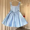 Vestido transfronterizo europeo y americano para niña, vestido de princesa rosa de satén con tirantes, atuendo de tul para actuación de anfitriona de cumpleaños infantil