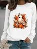 Europa y Estados Unidos transfronterizo otoño e invierno mujer casual manga larga cuello redondo estampado de fantasma y flor suéter sudadera al por mayor
