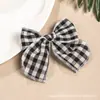 Pasador Infantil Retro de Algodón Puro con Lazo Tocado de Princesa para Niña Pinza para Cola de Caballo Versátil Cuadros Accesorios para el Cabello Infantiles