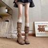 2025 Novo Estilo Fino de Verão com Botas de Saia Botas Femininas de Solado Grosso Botas de Cano Alto Marrom Botas Maillard