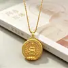 Nuevo collar de cadena de suéter tejido con colgante redondo étnico de estilo chino, conjunto de colgantes de hebilla de paz de Buda de aleación al por mayor