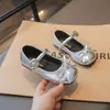 Zapatos de cuero para niña, zapatos planos plateados de corte bajo estilo francés para niñas pequeñas, nuevo modelo primavera y otoño 2026, zapatos Mary Jane de suela blanda para princesa