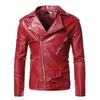 Comercio Exterior Talla Europea Chaqueta de Cuero para Motociclista de Solapa para Hombre Cremallera Oblicua Multicolor Ropa de Piel Sintética Tendencia Callejera Chaqueta Corta para Hombre