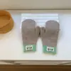 Guantes de Punto con Bloques de Color Dopamina para Mujer en Invierno, Extensión sin Dedos para Pantalla Táctil, Guantes de Ciclismo Engrosados y Cálidos, Modernos