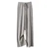 Venta al por mayor transfronteriza del fabricante Pantalones de lana de punto liso engrosados 100% lana para otoño e invierno para mujer, grandes cantidades en stock