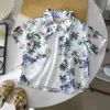 Estilo Férias de Verão na Beira-Mar para Bebês Estampada Estilo Hong Kong Solta de Manga Curta Bonita Camisa Infantil Camisa de Meninos