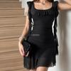 Novo Vestido de Verão Feminino Europeu e Americano Estilo Pura Sedução Malha Plissado Slim Slim Sem Mangas Pg9913