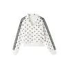 Chamarra sudadera de cuello alto con lunares blancos estilo coreano para mujer, nuevo modelo otoño 2026, corte ajustado, ceñida a la cintura, cárdigan corto con cremallera