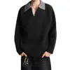 Popular Transfronteiriço Tamanho Europeu Plus Size Falso Duas Peças Gola Polo Decote V Suéter de Malha Masculino Estilo Old Money Atacado de Fábrica