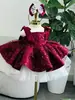 Vestido de Natal para meninas, novo modelo transfronteiriço, fantasia de performance europeia e americana para feriados, vestido de princesa infantil com lantejoulas