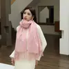 Bufanda de Lana Suave y Amigable con la Piel para Mujer, Nueva para Otoño/Invierno, Engrosada, a Cuadros, con Borlas, Atractiva, Versátil, Calentador de Cuello, para Viajes Diarios, Cálida