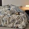 Novo conjunto de quatro peças de algodão puro estampado espessado escovado para outono e inverno, lençol de algodão puro e fronha de edredom, conjunto de quatro peças de cama de alta qualidade