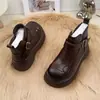 Botas plataforma estilo Birkenstock femininas, nova coleção outono/inverno 2026, forradas com fleece para aquecimento, botas de couro fashion, efeito emagrecedor, botas de algodão, botas de couro para mulheres