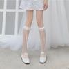Calcetines Slouch de Tubo Hueco con Volantes Elásticos con Patrón de Trenzado para Mujer Calcetines de Encaje Mary Jane Calcetines de Media Pantorrilla de Malla Hueca