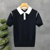 Camisa Polo Tejido Camiseta de Manga Corta para Hombre Cuello Camisero Polo con Líneas Tridimensionales Estilo Old Money Verano Fábrica Transfronteriza Venta al por Mayor