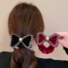Nuevo Lazo de Terciopelo Rojo con Pedrería para el Cabello, Goma Elástica para Cola de Caballo, Cuerda para el Cabello de Alta Gama para Mujer, Diadema