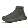 Novos sapatos de meias de tecelagem voadoras masculinos, tamanhos grandes, sola grossa, cano alto, sapatos para amantes, tênis de malha leve e respirável
