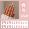 Novidade Estilo Europeu e Americano Rosa Floco de Neve Branco Atmosfera de Natal Unhas Usáveis, Peças de Unha Usáveis de Comprimento Médio Que Realçam a Tez