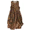 Vestido Casual de Algodón Puro con Estampado Digital Nuevo Transfronterizo, Cuello Redondo, Sin Mangas, Largo Medio, para Mujer, Verano en la Playa