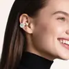 Fones de Ouvido Bluetooth Sem Fio Minimalistas de Girassol com Zircônia Grande e Punhos de Orelha de Diamante Destacáveis Deslumbrantes Acessório de Moda Decorativo