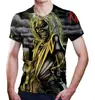 Nova Camiseta Masculina de Verão Metal Pesado Rock Impressão 3D Moda Casual de Verão Street Hip-Hop Manga Curta