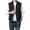 Colete Masculino de Algodão com Gola Alta e Múltiplos Bolsos para Primavera e Outono, Casual ao Ar Livre, Quente, Roupa de Trabalho com Forro de Fleece