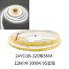 Tira de Luz Cob 12V 24V 320 Luces 480 Luces 5mm 95 Cri Canal de Aluminio Lineal Autoadhesivo Tira de Luz Flexible