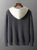 Suéter con Capucha de Cachemir con Puntada Yuanbao 26 para Hombre, Cárdigan Grueso con Cremallera, Sudadera con Capucha Deportiva Casual Color Block, Directo del Fabricante