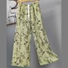 Pantalones de Pijama de Algodón Finos de Verano para Mujer con Estampado de Dibujos Animados, Pantalones de Pierna Ancha para Mujeres Embarazadas, Tallas Grandes, Adecuados para Usar Afuera, Pantalones Largos de Algodón, Exportación