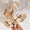 Sandalias de Moda Transfronterizas Europeas y Americanas con Correas de Hebilla de Talla Grande para Verano, Sandalias de Tacón Alto para Mujer, Tallas Grandes al por Mayor
