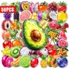 Compra Direta Transfronteiriça de 50 Adesivos de Frutas com Textura de Diamante para Decoração de Diário, Caderno, Capa de Celular, Adesivos para Animais de Estimação