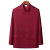 Traje Tang de Papá para Hombre, Conjunto de Manga Larga para Primavera y Otoño, Seda de Hielo, Corte Holgado, Cuello Alto, Abotonado, Conjunto de Dos Piezas Hanfu de Abuelo