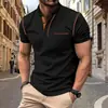 2024 Verão transfronteiriço europeu e americano masculino camisa polo manga curta masculina cor sólida lapela exterior moda confortável secagem rápida