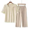 Conjunto de Moda de Verano para Mamá 2026 Nuevo Top Elegante para Mujeres de Mediana Edad y Mayores, Conjunto de Dos Piezas Adelgazante y Rejuvenecedor de Verano