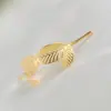 Pendientes de Plata de Ley 925 con Forma de Hoja Chapados en Oro Venta al por Mayor Estilo Coreano Moda Elegante Sencillo Joyería de Plata de Ley Pendientes Versátiles
