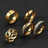 Joias Masculinas de Aço Titânio Mais Vendidas no Exterior Anel de Diamante de Fileira Única Conjunto de Anéis de Aço Inoxidável Brilhante Simples de Alta Qualidade